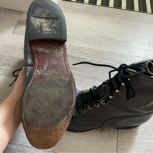 Vintage Justin Fringe Kilte Roper Boots Genuine Leather Cowboy Western Grey Mens - Picture 11 of 12